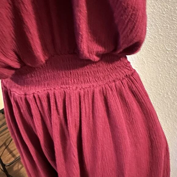 Forever 21 Women’s L Strapless Burgundy Romper Boho Tube Top Shorts Rayon - Picture 2 of 6